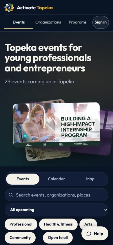 Activate Topeka home page on a phone