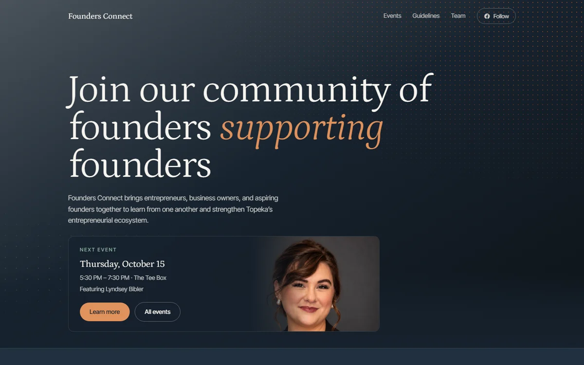 Founders Connect home page